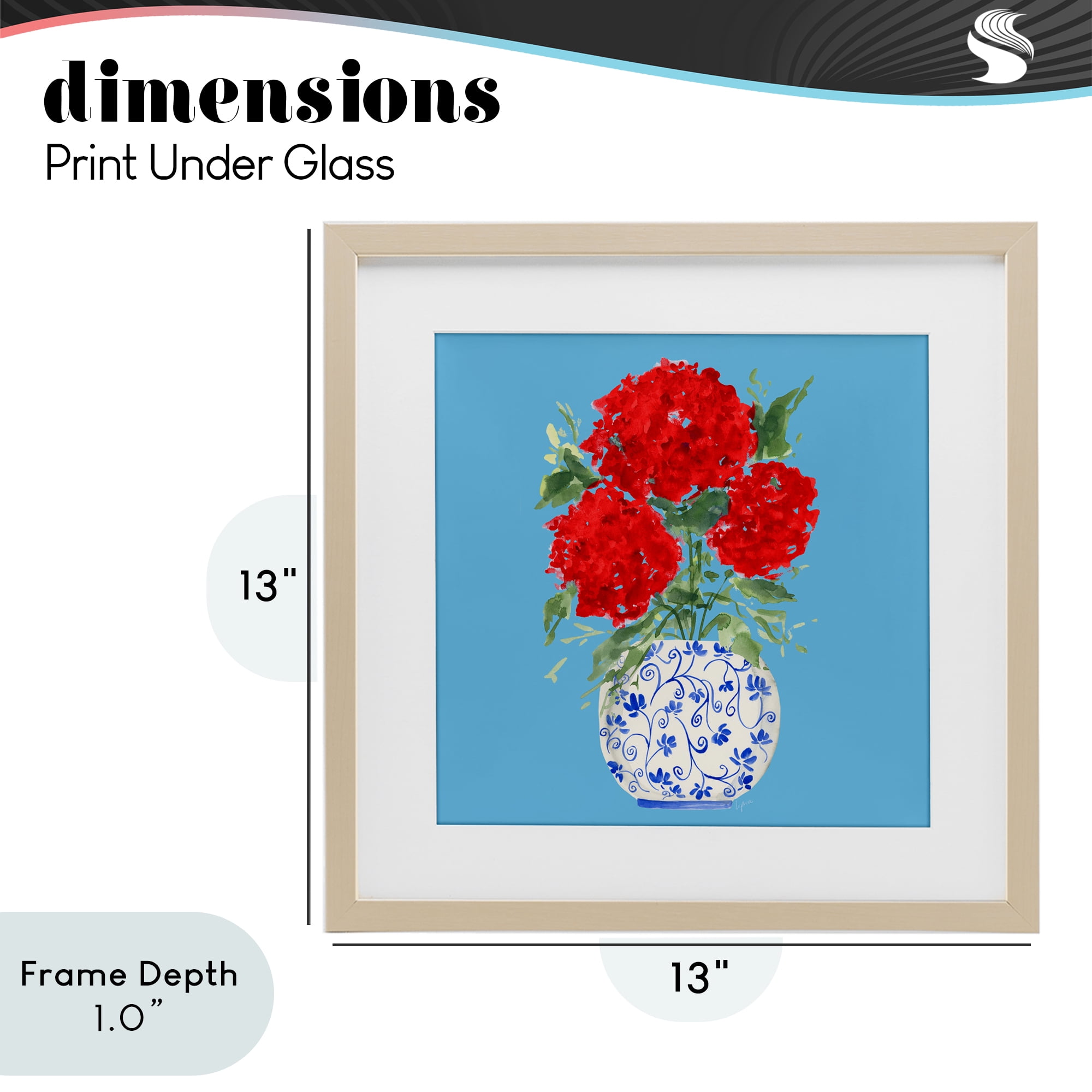 Stupell Industries Bold Red Hydrangea Trio Birch Framed Print Under Glass, design by Lucille Price