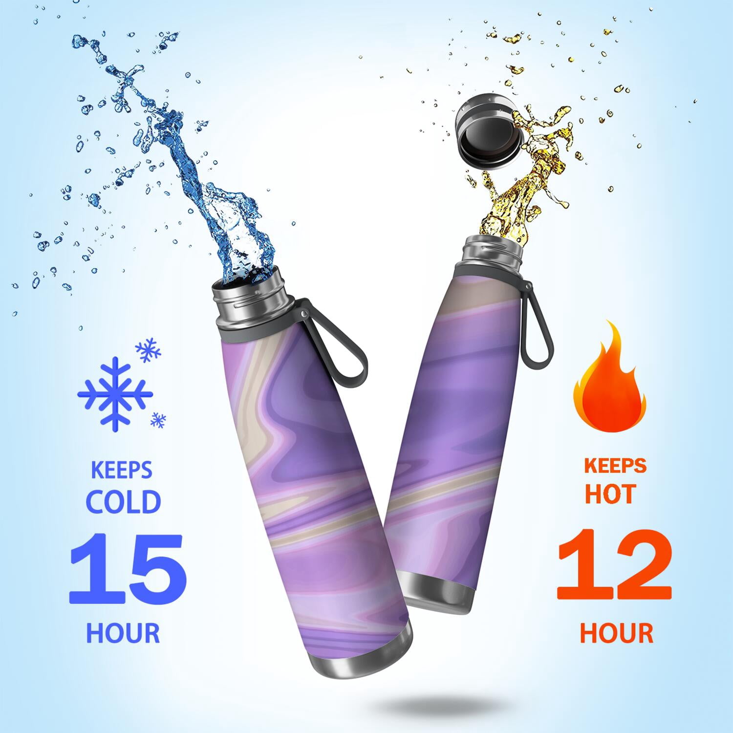 29oz Insulated Water Bottle with Tea Infuser, Stainless Steel Travel Mug, Liquid & Marble Print
