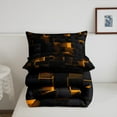 thumbnail image 5 of Orange And Black Comforter Set Twin Neon Geometric Checkered Bedding Set Teen Men,Stereoscopic Grid Plaid Down Comforter Glowing Square Bed Duvet Set Modern Room Decor, 5 of 7