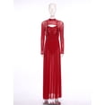 thumbnail image 5 of Doomiva Womens Lyrical Dance Dress Sequin Long Sleeve Tulle Flowy Maxi Long Dress Burgundy S, 5 of 7