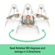 Ingenuity InLighten Baby Swing, 5-Speed, Swivel Infant Seat, Nature Sounds, Lights - Pink, Nally