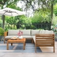 thumbnail image 4 of Harper & Bright Designs Acacia Wood Outdoor Sectional Furniture with Coffee Table, Patio Modular Sectional Sofa Set, Garden L-Shaped Conversation Set with Cushions, Beige, 4 of 14