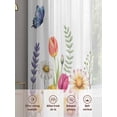 thumbnail image 6 of Wildflowers Sheer Curtains 45 Inch Length 2 Panels Set Window Treatments, Spring Country Tulip Butterfly Floral Leaf Rod Pocket Semi Curtains for Living Room/Bedroom/Kitchen Décor, 104"W x 45"L, 6 of 7