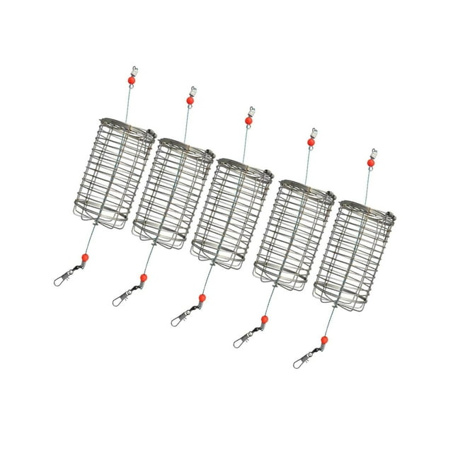 facefd 5x Solid Fishing Feeder Cage Basket Container Carp Crab Attract Lure Cage M