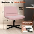 thumbnail image 4 of PayLessHere Criss Cross-Leg Office Chair - Armless Adjustable Fabric Seat,with No Wheels, Pink, 4 of 7
