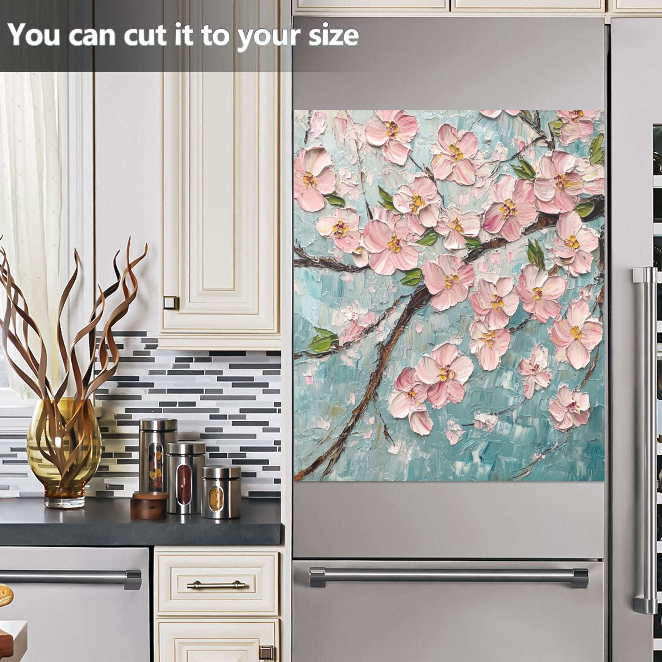 Dishwasher Magnetic Sticker 23x26 Inch Refrigerator Magnetic Sticker Washing Machine Magnetic Sticker Kitchen Panel Magnetic Sticker Home Decor Colorful Cherry Blossom