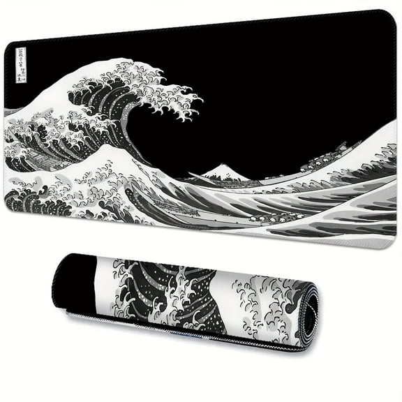 Sea Wave Large Gaming E-sports Computer Oversized Extended Thickened Mouse Pad Desktop Mat Desk Pad Non-slip Mouse Pad Washable Rubber Material Mouse Pad