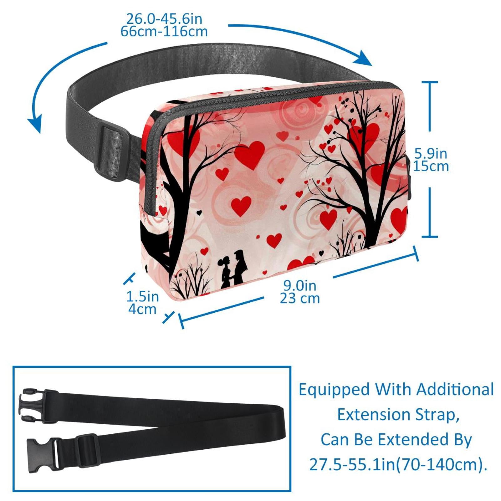 Valentine's Day Love Running Belt Fanny Packs Waist Packs with Extension Strap Unisex Lightweight Adjustable