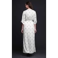 thumbnail image 5 of Bimba Rayon Leaves Block Smocked Waist Printed Gown Maxi Side Slit LadiesÂ&nbsp;Dress-X-Large, 5 of 6