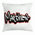 thumbnail image 1 of Matthew Throw Pillow Cushion Cover, Font Design Inspired by Hip-hop Culture and Street Art Name for Men, Decorative Square Accent Pillow Case, 16 X 16 Inches, Vermilion Black and White, by Ambesonne, 1 of 2