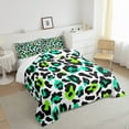 thumbnail image 4 of Animal Print Bedding Set Twin Cheetah Print Comforter Set, Leopard Duvet Insert Africa Safari Wildlife Quilt Comforter, Black White Green Teal Bedding Comforters & Sets for All Seasons Soft, 4 of 6