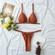 thumbnail image 3 of Traje de baño de bikini de 2 piezas para mujer, correa de espagueti, ropa interior superior, traje de baño elástico y transpirable, traje de baño marrón M, 3 of 5