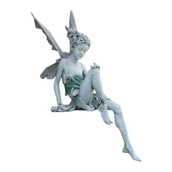 Mozhitti Sitting Fairy Statue Garden Ornament Resin Craft Landscaping Yard Decoration Home Garden Decoration Outdoor Large Size Fairy