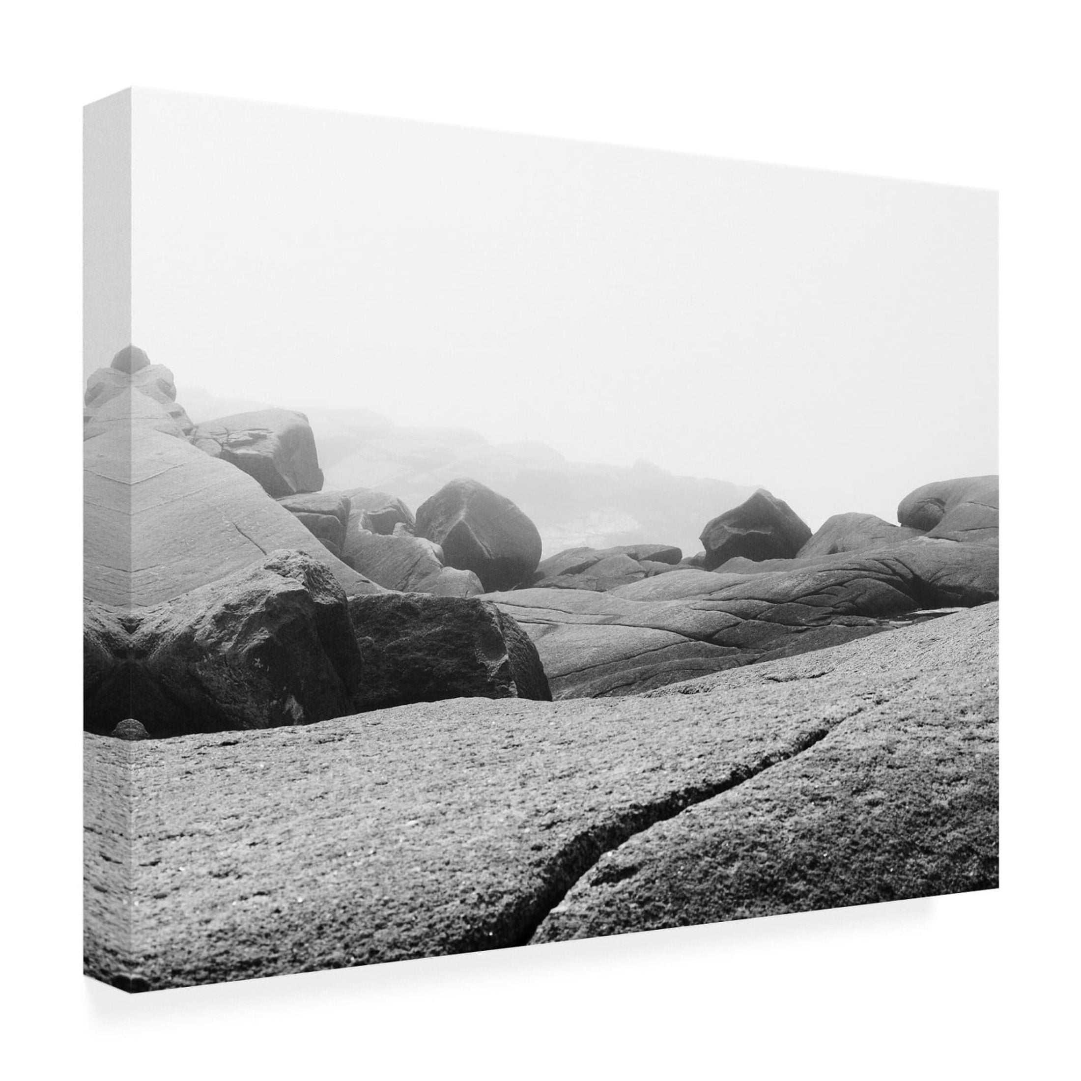 Canvas Wall Art - Clive Branson 'Rocks Peggys Cove B&W' Wall Art for Living Room, Bedroom, or Office Décor by Trademark Fine Art - 24 x 18 Inches