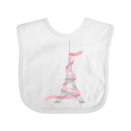 

Inktastic White Eiffel Tower with Pink Ribbon Gift Baby Boy or Baby Girl Bib