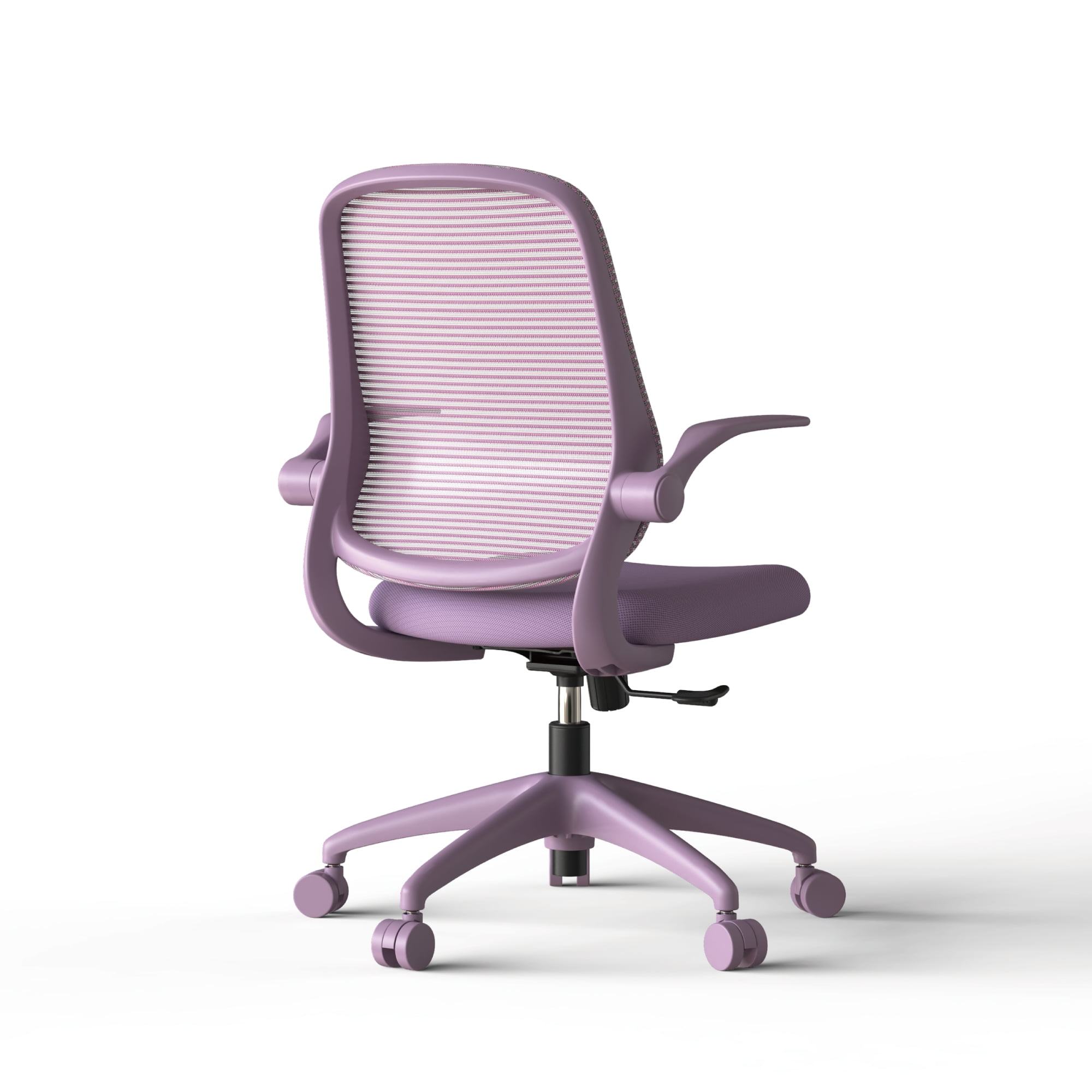 HOQBN Ergonomic Office Chair with Flip-Up Armrests, Breathable Mesh Back, Integrated Molded Foam Seat, 350lb Capacity,Purple