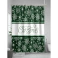 thumbnail image 5 of Green Christmas Snowflake Extra Long Shower Curtain Set, Waterproof Shower Curtains for Bathroom, Xmas Snowflake Winter Striped Washable Fabric Cloth Bath Curtain for Bathtub with Hooks 72x96 Inches, 5 of 6