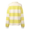 thumbnail image 5 of Women Striped Color Block Polo Sweatshirt Lapel Collared Long Sleeve Oversized Shirt Trendy Spring Clothes (Yellow M), 5 of 5