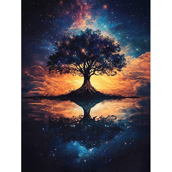 Cosmic Tree Canvas Wall Art Suitable for Living Room Office Yoga Studio and Meditation Room Decoration.
