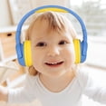 thumbnail image 2 of Contixo Kid Safe 85dB On Ear Auriculares inalámbricos Bluetooth plegables, microteléfono incorporado, entrada y salida de audio (azul + amarillo), 2 of 3