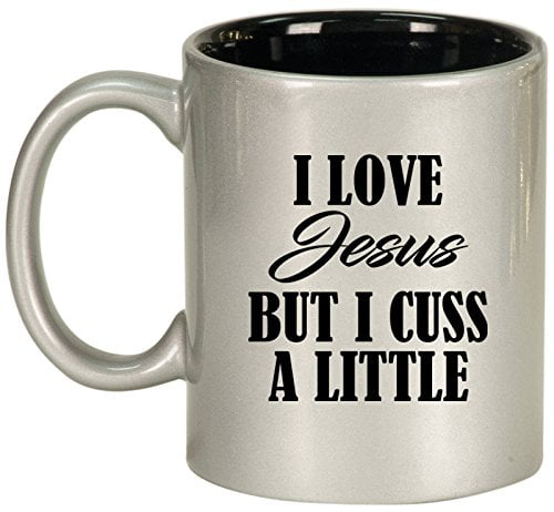 16 oz Travel Coffee Mug I Love Jesus But I Cuss A Little Funny 