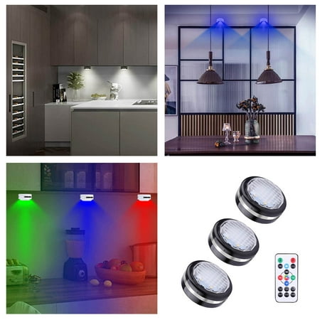 

MARCUVMK Under Cabinet Lights 16 Color LED Lights Multi Color Changing LED Lights Battery Operated Dimmable with Remote and Timing Home & Kitchen Small Appliances