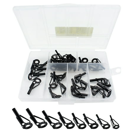 HBASD 40pcs Rod Repair Kit Stainless Steel Carbon Spinning Rod Guides Fishing Rod Repair Kit (Black)