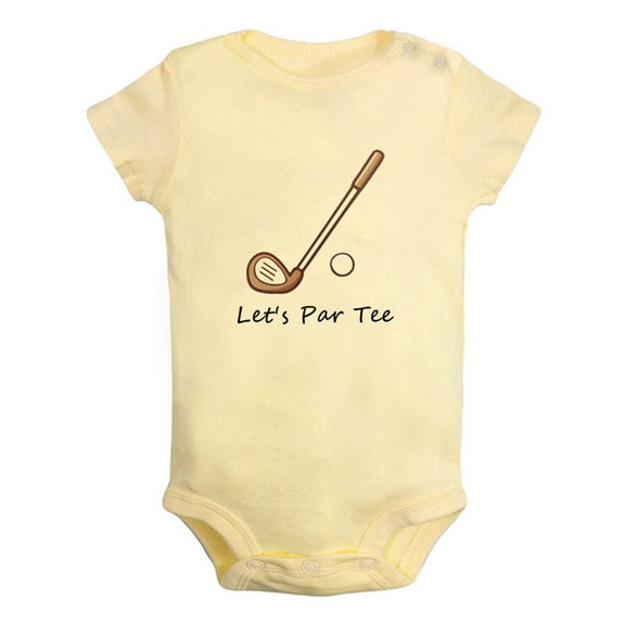 iDzn Let's Par Tee Golf Funny Rompers For Babies, Newborn Baby Unisex Bodysuits, Infant Jumpsuits, Toddler 0-12 Months Kids One-Piece Oufits (Yellow, 0-6 Months)