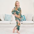 thumbnail image 6 of Fluffy Pajamas Set Fuzzy Winter Warm Pj Sets Pullover Tops and Long Pants Abstract Tropical Leaves Pattern Medium, 6 of 8