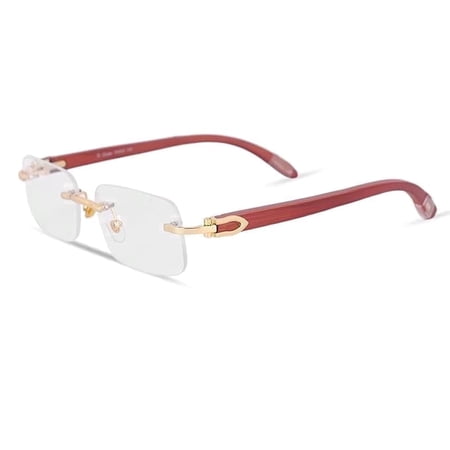 RSINC Imported men Rimless Eyeglass wood metal eye-ware | Stylish Eyewear Sleek & Durable Frames for Fashion School & Sports 55-18-140