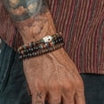 thumbnail image 4 of Hot Selling Coconut Shell Wood Chip Turquoise Cross Bracelet - Handmade Beaded Elastic Wood Wristband for Men, Hip-Hop Style, 4 of 11