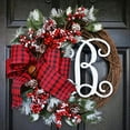 thumbnail image 6 of 12inChristmas Wreath for Front Door,Plaid Big Bowknot Rattan Wreath with Red Berry,Vine,Olive Branch,American Style Handmade Hanging Christmas Wreath for Xmas Holiday Festival Home Decoration, 6 of 7