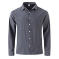 thumbnail image 1 of pstuiky camisetas de manga larga para hombre, Camisa de hombre con botones y solapa de color liso y manga larga salir tops s, 1 of 8