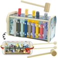 thumbnail image 1 of Estrela Juego de Martillo Xilófono Taburete de Percusión Montessori Juguetes para Niños 3 Años Niños y Niñas Juguetes de Madera Taburete de Percusión Martillo de Madera Laberinto Rompecabezas, 1 of 8