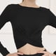 thumbnail image 3 of Hukapapa Camisa de entrenamiento de manga larga con espalda cruzada para correr, entrenamiento atlético para mujer con agujero para el pulgar, XL,, 3 of 6