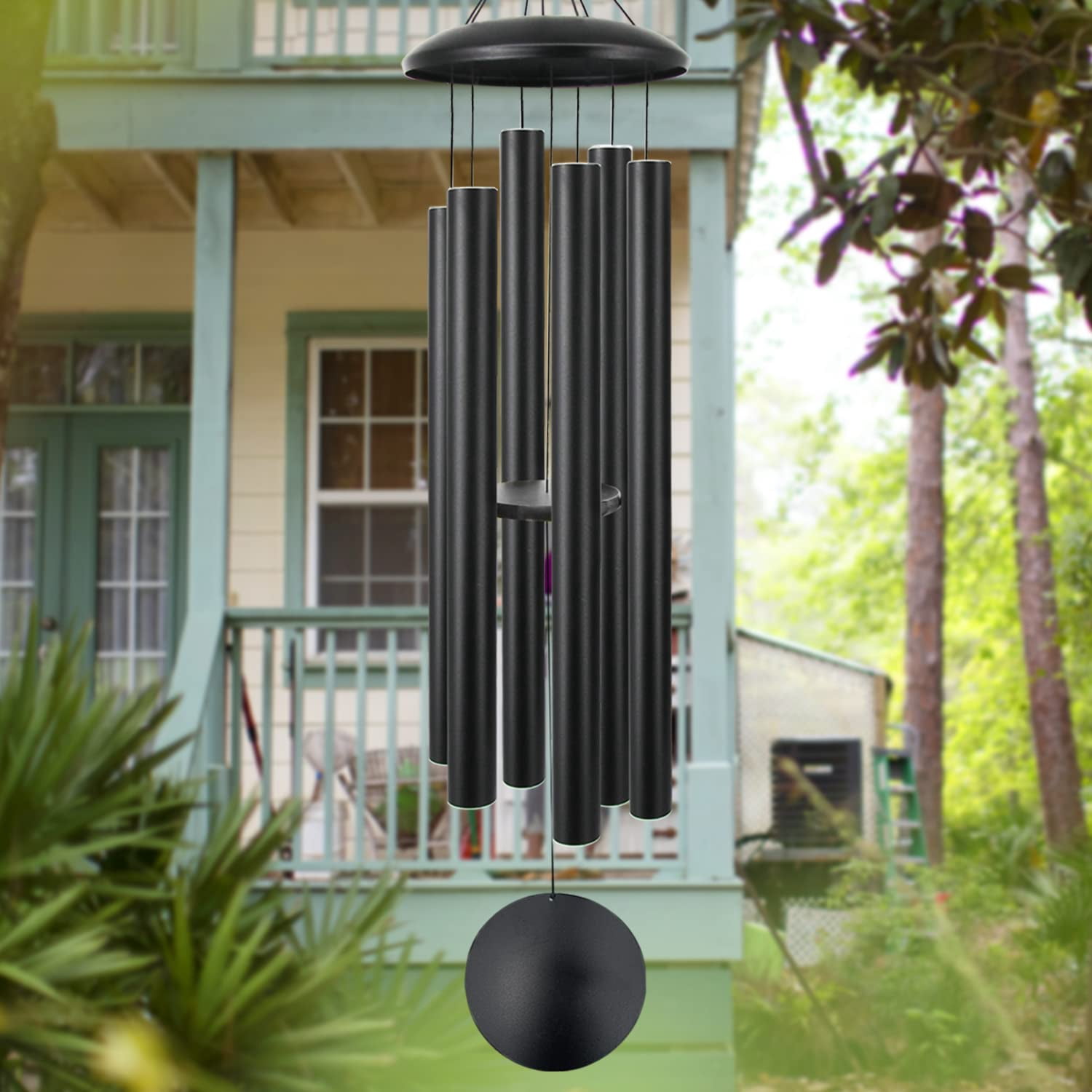 60" Extra Large Wind Chimes Outside Metal Windchimes With Deep Tone  Outdoor Bass For Patio Balcony Garden Yard Decoration Black
