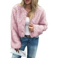 thumbnail image 2 of Women's Cropped Faux Fur Jacket Long Sleeve Open Front Cardigan Casual Short Coat Light Pink XL, 2 of 7