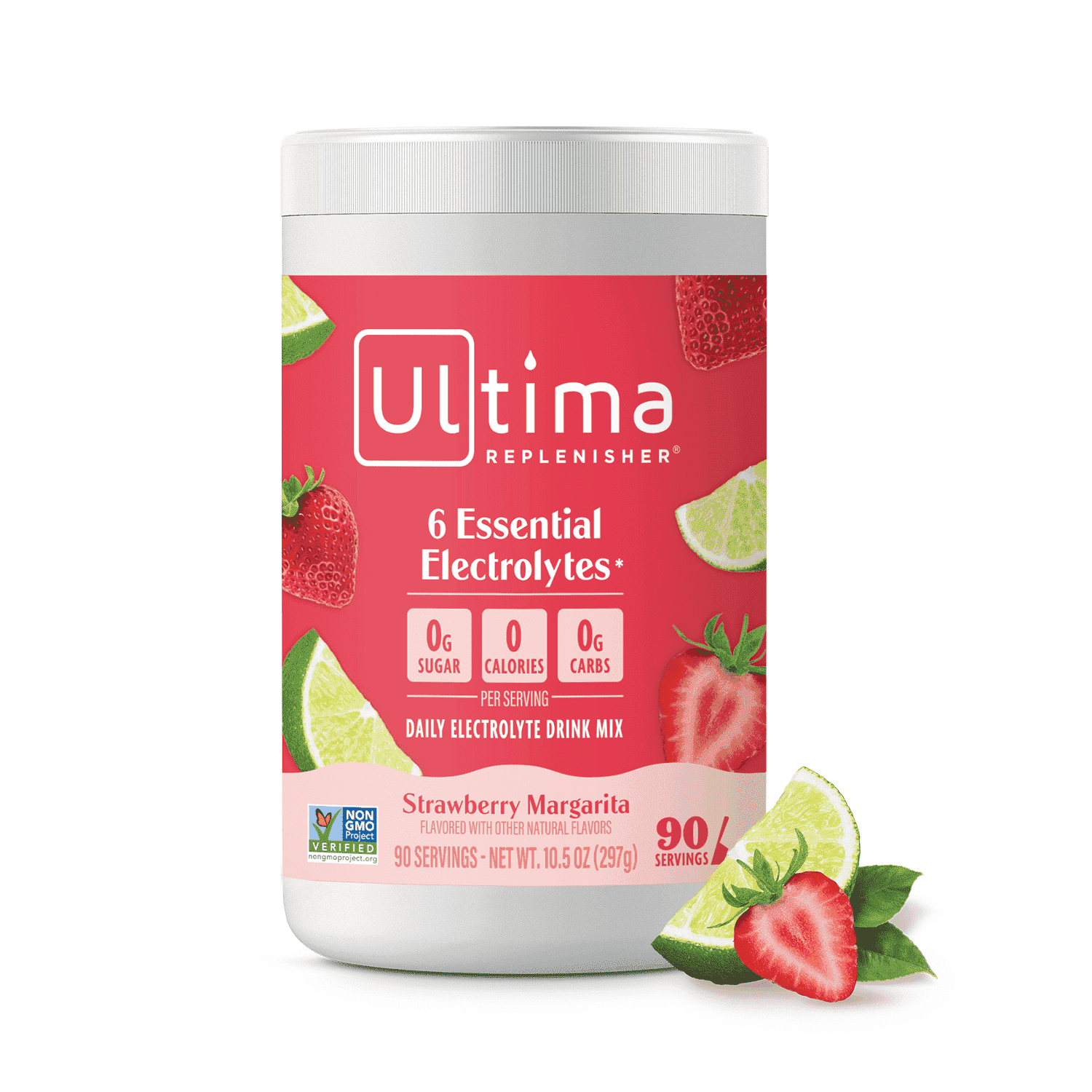 Ultima Replenisher, Electrolyte Drink Mix Powder, Sugar Free Daily Hydration Powder, Strawberry Margarita, 90 Servings