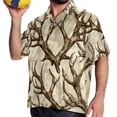 thumbnail image 3 of Men's Shirts Short Sleeve Casual Shirts Button Down Shirt for Men Vintage Elk Antler Print Beach Summer Wedding Shirt, 3 of 6