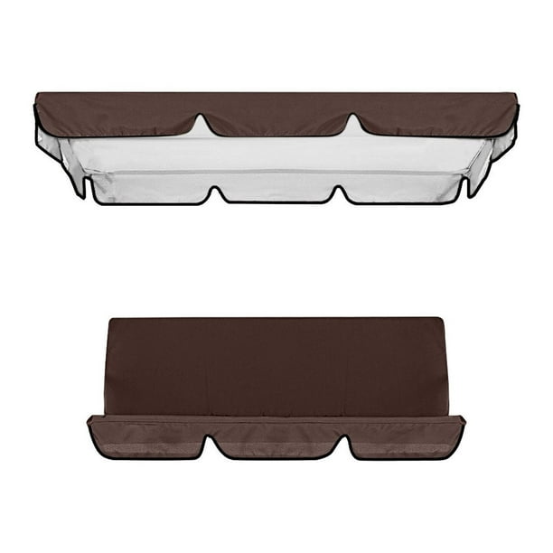 Funda para Asiento de Jardín, Diseño de Doble Reemplazo, Tela Resistente, Impermeable, para Patio Exterior, Fácil Instalación, Sombrilla, Tamaño 142 X 120 X 18 Cm, Beige, Marrón y Negro.