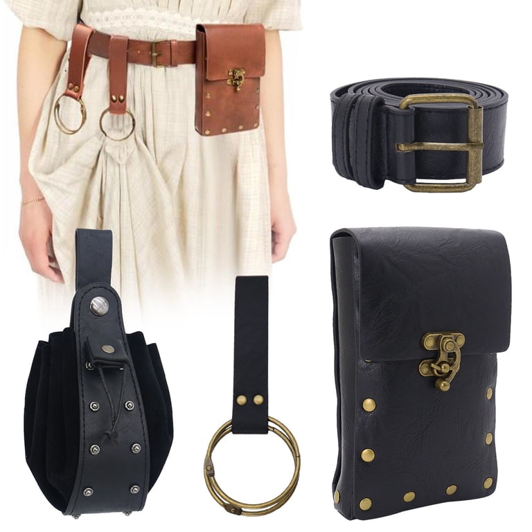 Faux Leather Belt Pouch Waist Bag Fanny Pack Steampunk Medieval Costume Amazon.com | Medieval Viking Belt Leather Belt Pouch  main image 3