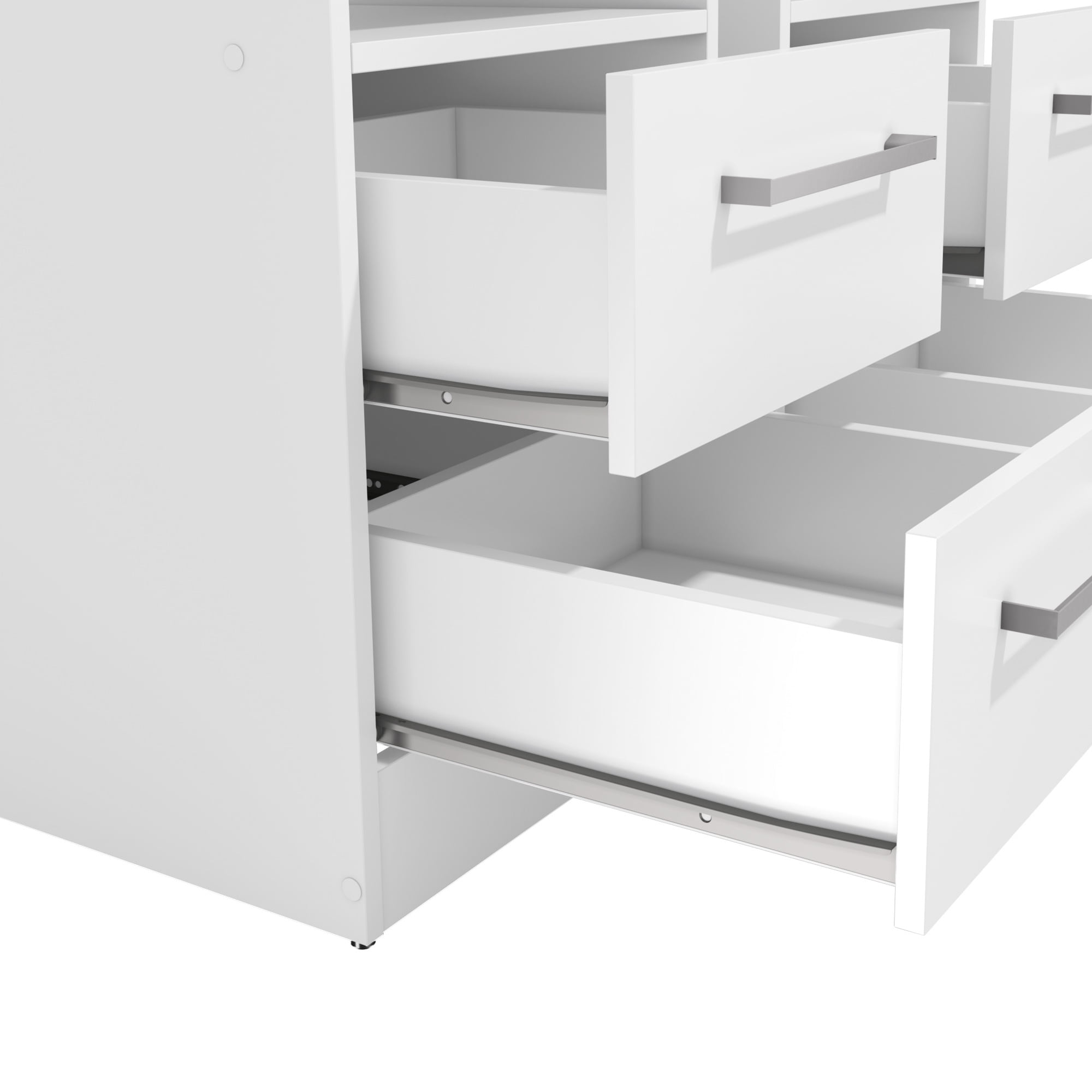 Kappesberg Miami 2-Piece Modern White Nightstand Set with Drawers and Open Shelf - for Adults and Teens
