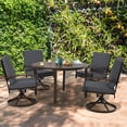 thumbnail image 3 of Costway Set of 4 Patio Swivel Dining Chairs Cushioned Armrest Garden Deck Gray, 3 of 9
