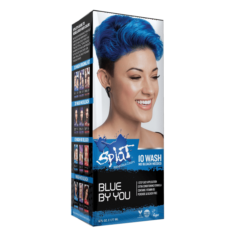 Splat 10 Wash Blue By You Hair Color, No Bleach Temporary Blue Hair Dye -  Walmart.Com