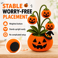 thumbnail image 3 of Crochet Halloween Potted Plant, Handmade Yarn Pumpkin Ghost Decor, 7.87 Inch Spooky Fall Tabletop Decoration for Desk, Shelf, Office, Bedroom and Home, 3 of 8
