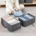 thumbnail image 5 of Wardrobe Clothes Organizer Closet Organizers and Storage 7/9 Grids Divider Drawer Organizers Washable Compartment Storage Bins for Jeans T-shirt Pants Legging, Gray, 3Pack, 5 of 7