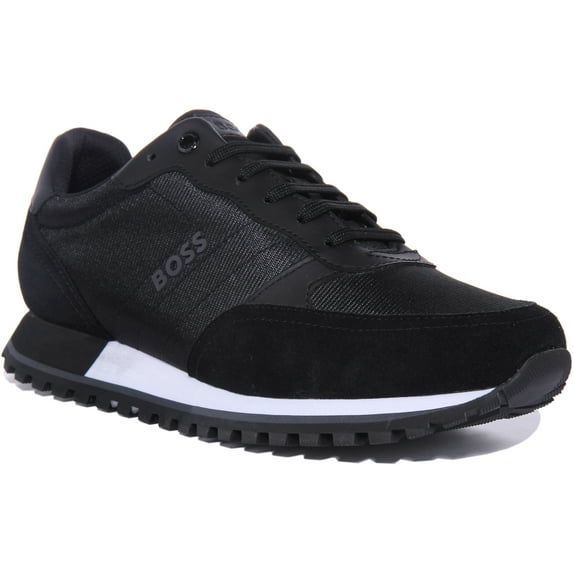 Boss Parkour Runn Men's Low Top Lace Up Synthetic Trainers In Black Size 13