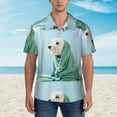 thumbnail image 2 of Fuzoiu Dog Wrapped in Towel Print Hawaiian Shirt for Men, Summer Beach Casual Short Sleeve Button Down Shirts, Men’s Beach Summer Shirts with Pocket,Large, 2 of 7