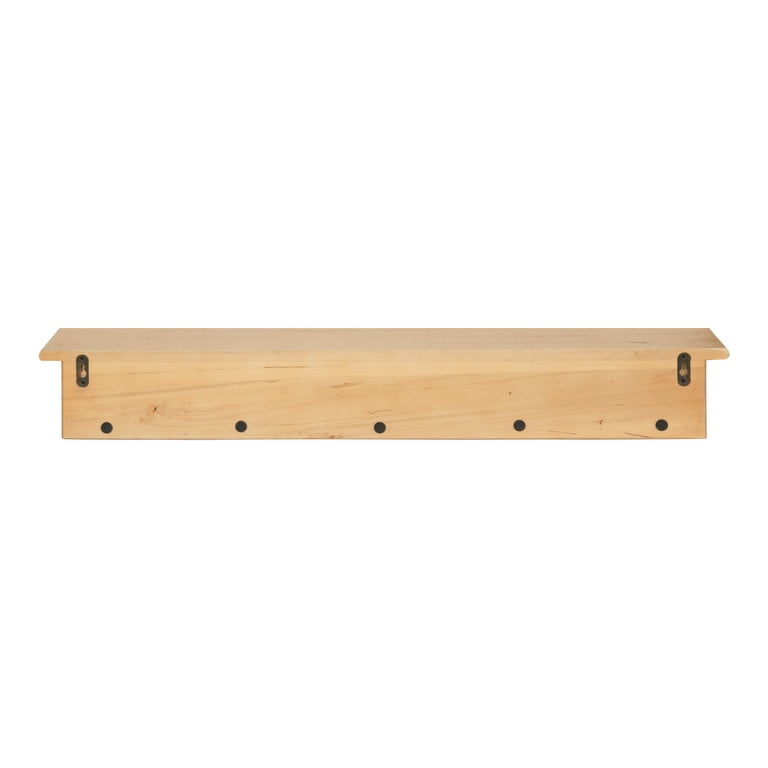 Kate and Laurel Alta Modern Floating Wood Wall Shelf with Coat