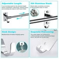 thumbnail image 6 of YDmeet Extendable Towel Rack Wall Mounted 304 Stainless Steel Chrome, Adjustable 14.5-23.6 inch for Bathroom, 6 of 7